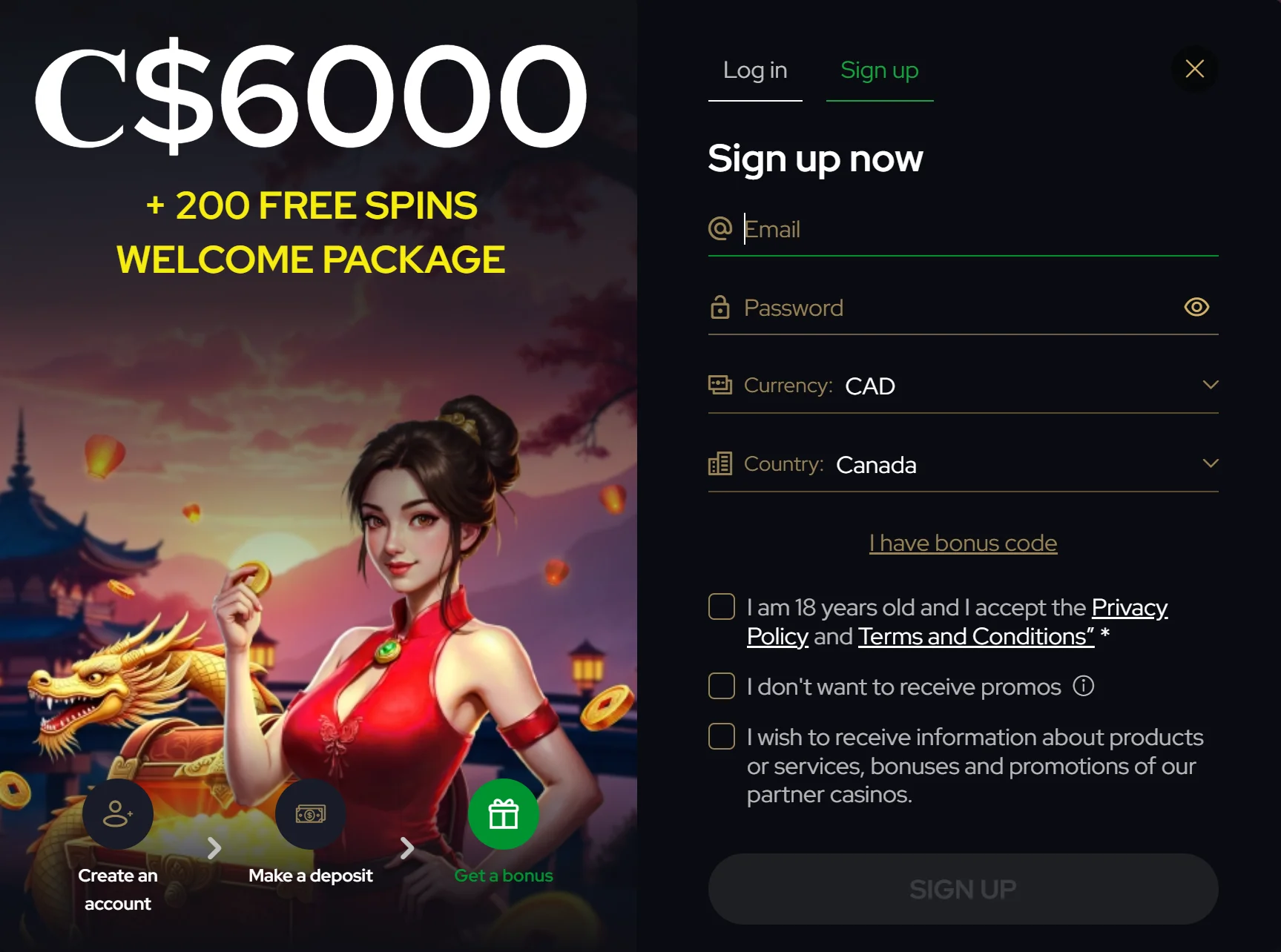 KatsuBet Casino registration form